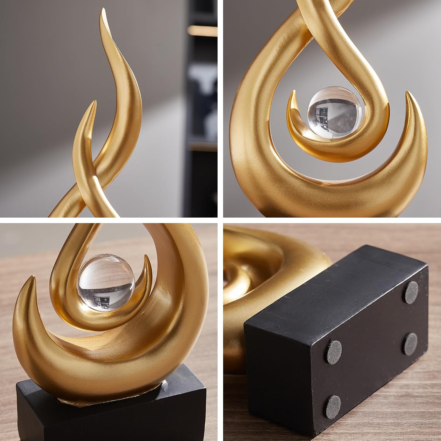 Thumbnail 4 de XYQXYQ XYQ001 abstract beeld in goudkleurige hars voor tafel of kast
