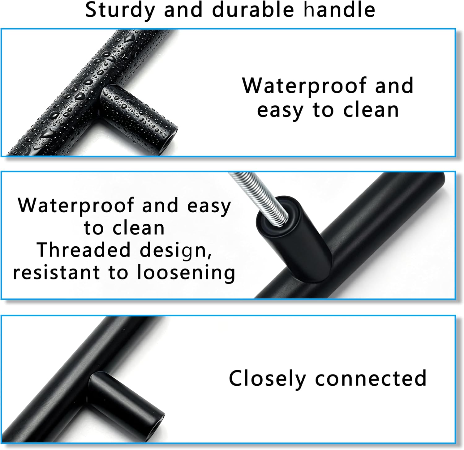 Detalle 1 de AITODOS TA GMBS-20 Kitchen Cupboard Handles, Matte Black Stainless Steel, 128mm Centres