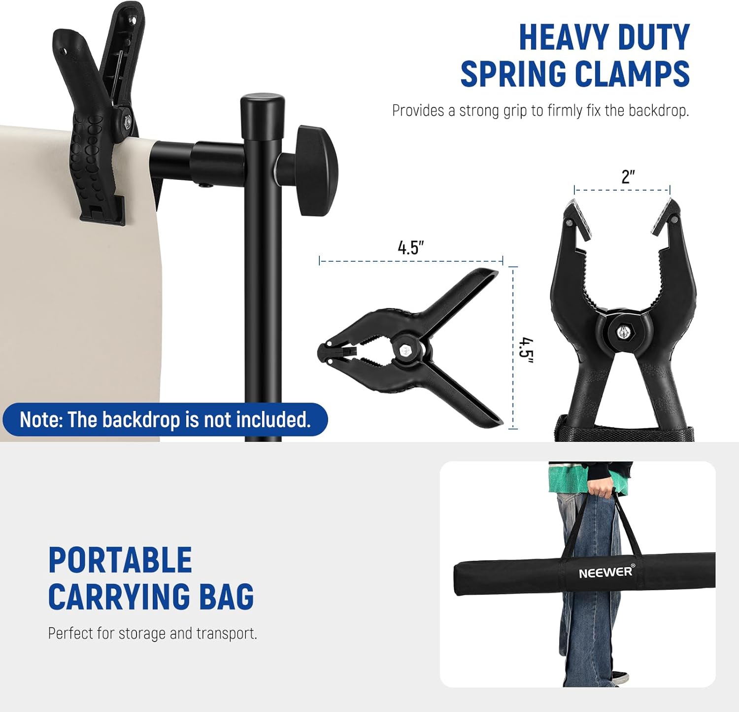 Thumbnail 5 de NEEWER NK-ST300 Heavy Duty Backdrop Stand for 10x8ft backgrounds (widened bases, 4 crossbars, telescopic poles)