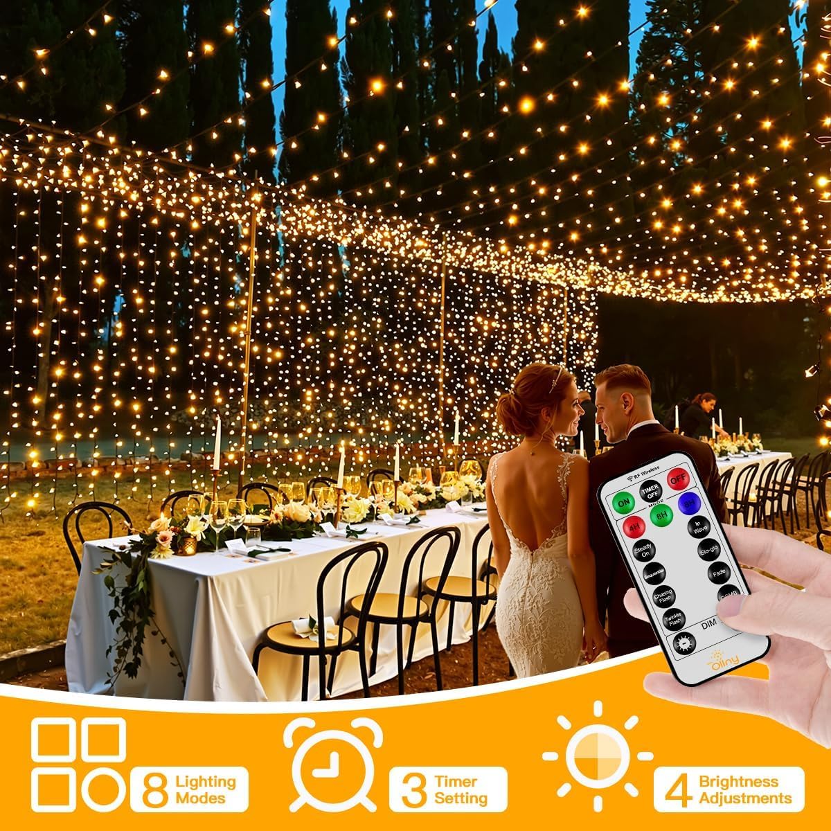 Thumbnail 2 de Ollny 80m Outdoor Christmas Tree Lights with 800 LEDs – Warm White, Waterproof, Mains Powered