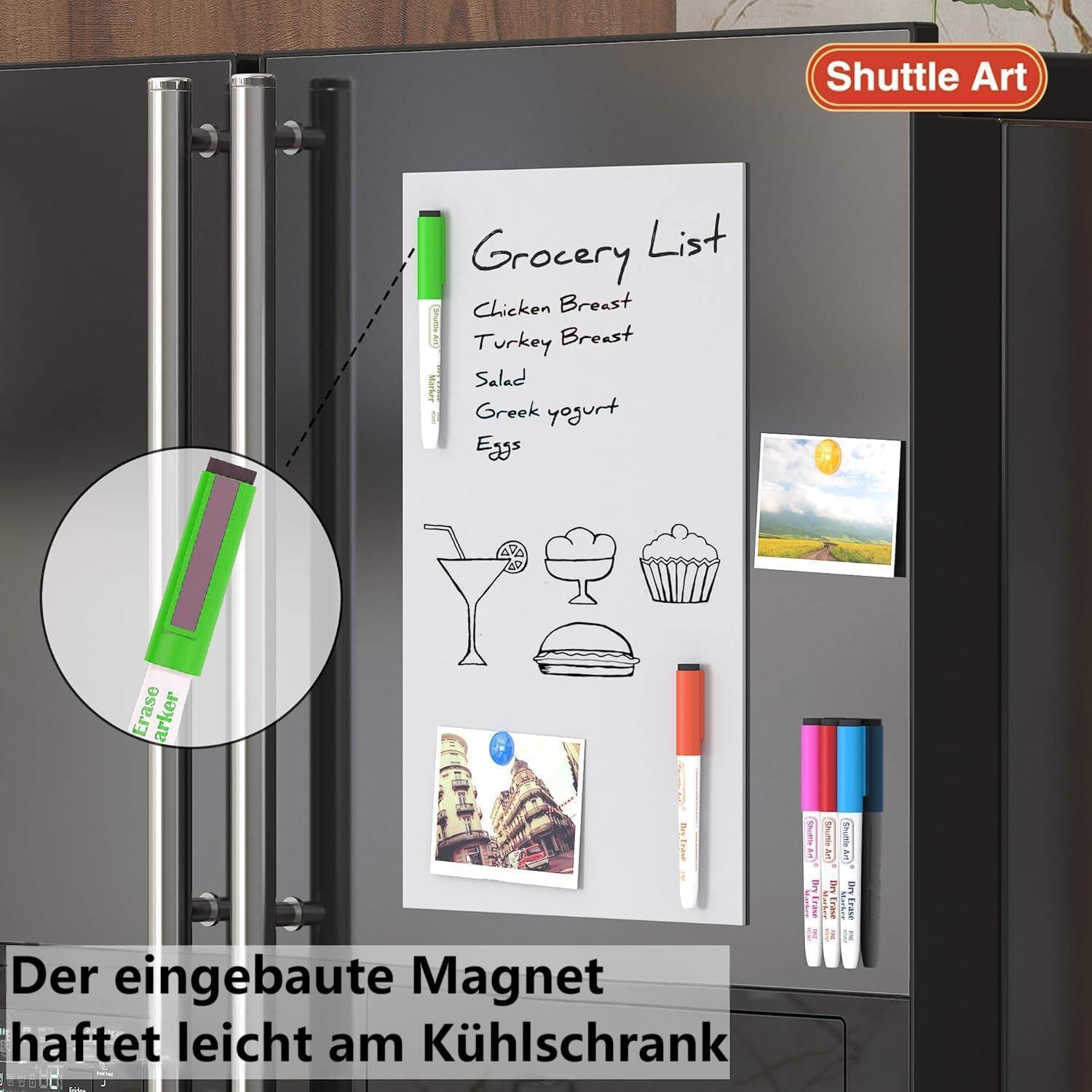 Thumbnail 3 de Shuttle Art Whiteboard Marker Set – 20 Stück mit feiner Spitze, Radiergummi & Magnet