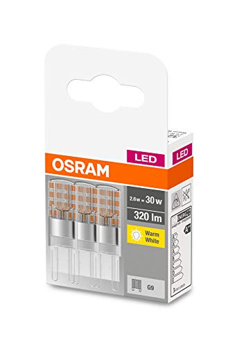 Detalle de OSRAM LED BASE PIN G9 – Lot de 3 ampoules LED 2,60 W (≈30 W incandescent), 2700 K, blanc chaud
