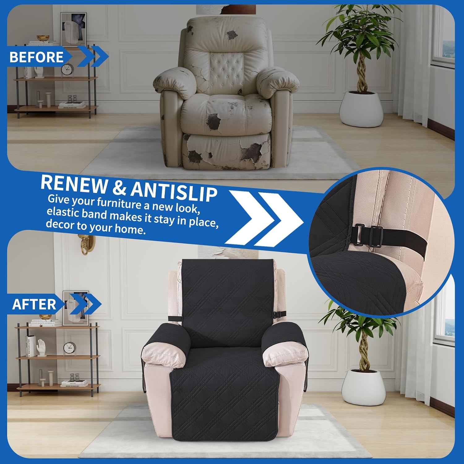 Thumbnail 6 de Ystyle copripoltrona Relax reclinabile reversibile elettrica, universale con braccioli (1 posto) antiscivolo antimacchia antigraffio