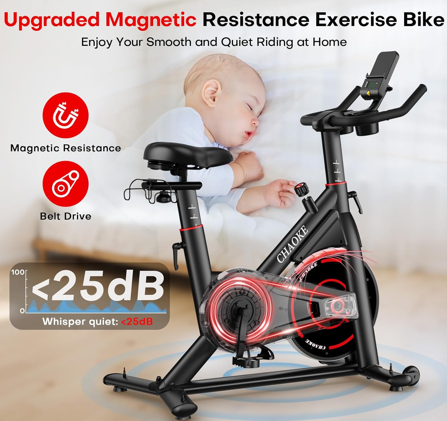 Thumbnail 4 de CHAOKE Exercise Bike 350 lb capacity 🚴♀