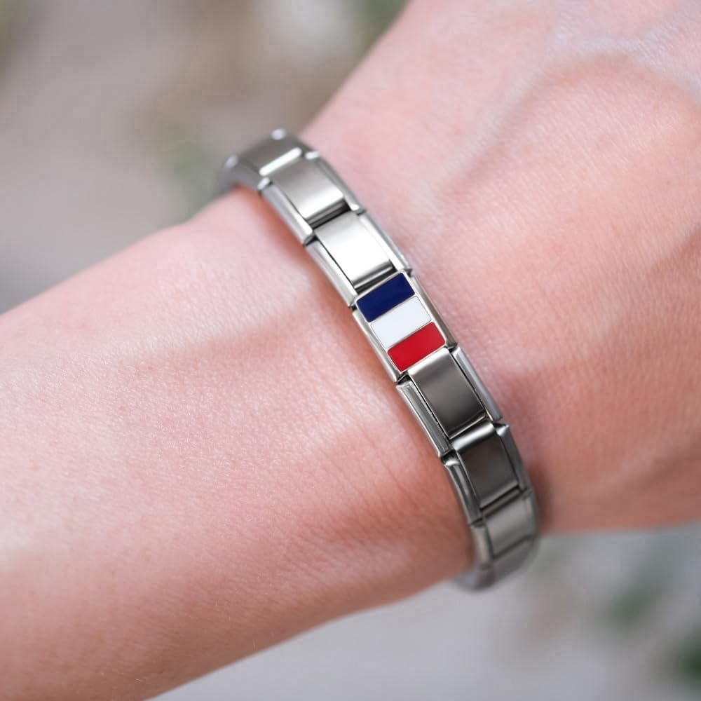 Thumbnail 3 de 2Burned Italian Charm Flag for 9 mm Bracelets in Stainless Steel