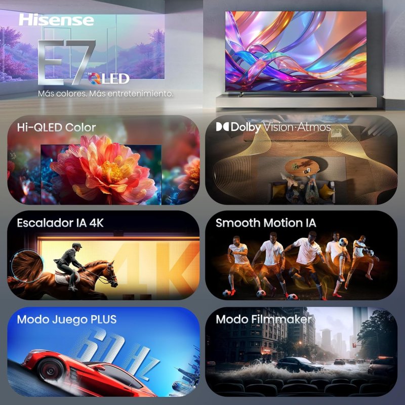 Thumbnail 1 de Hisense TV QLED 65E7S 65": cine en casa con HDR10+, Dolby Atmos y Gaming 120 Hz