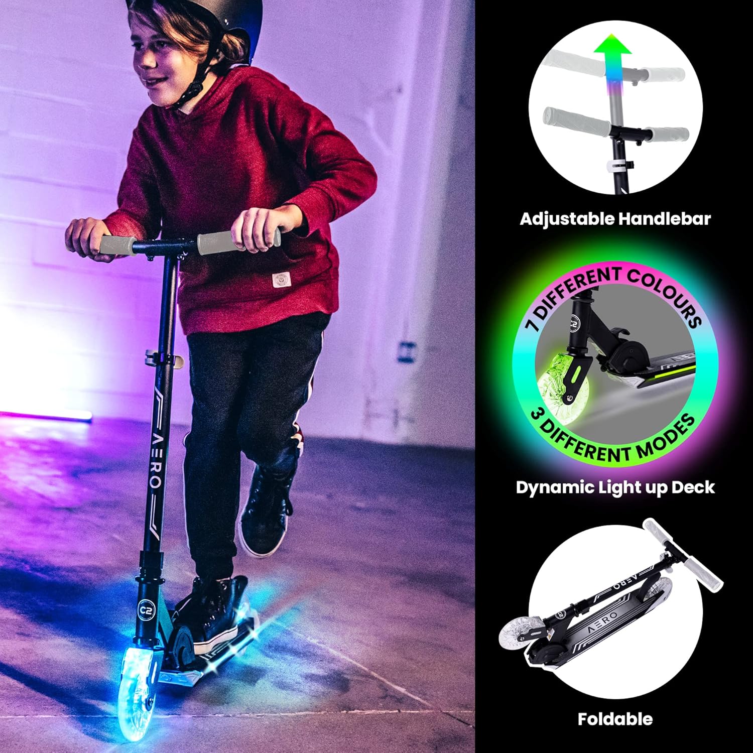 Detalle de Aero Scooter for Kids 5-12, Foldable Kick Scooter 🛴