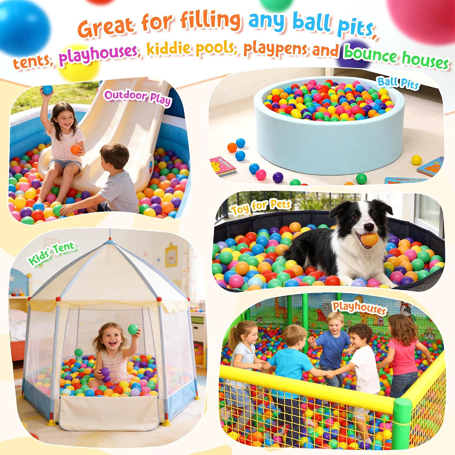 Detalle 2 de Hovenlay Plastic Crush-Resistant Balls for Kids 7 Bright Colors Toy Storage