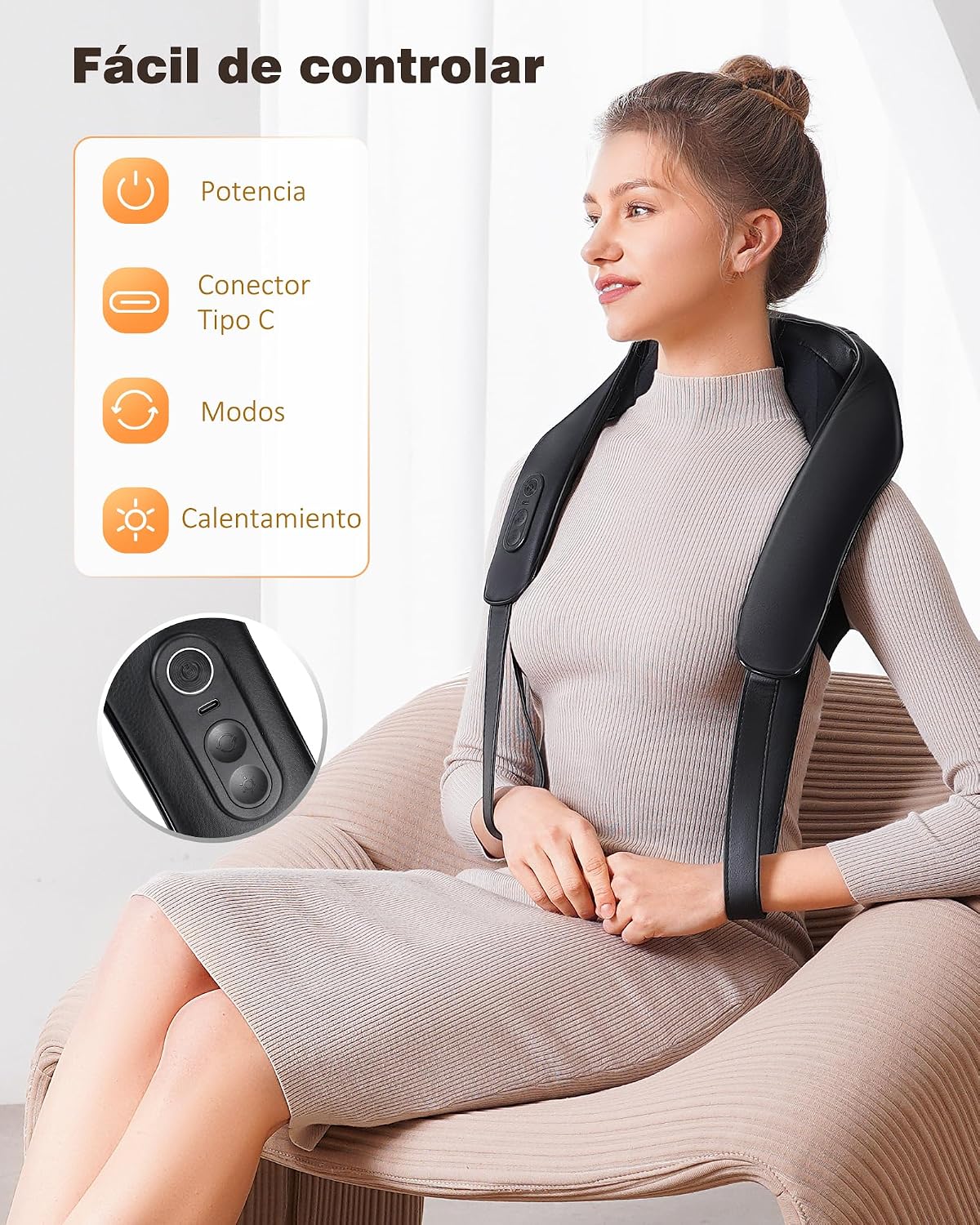 Detalle 2 de KNQZE 2025 Masajeador cervical y espalda 2500mAh