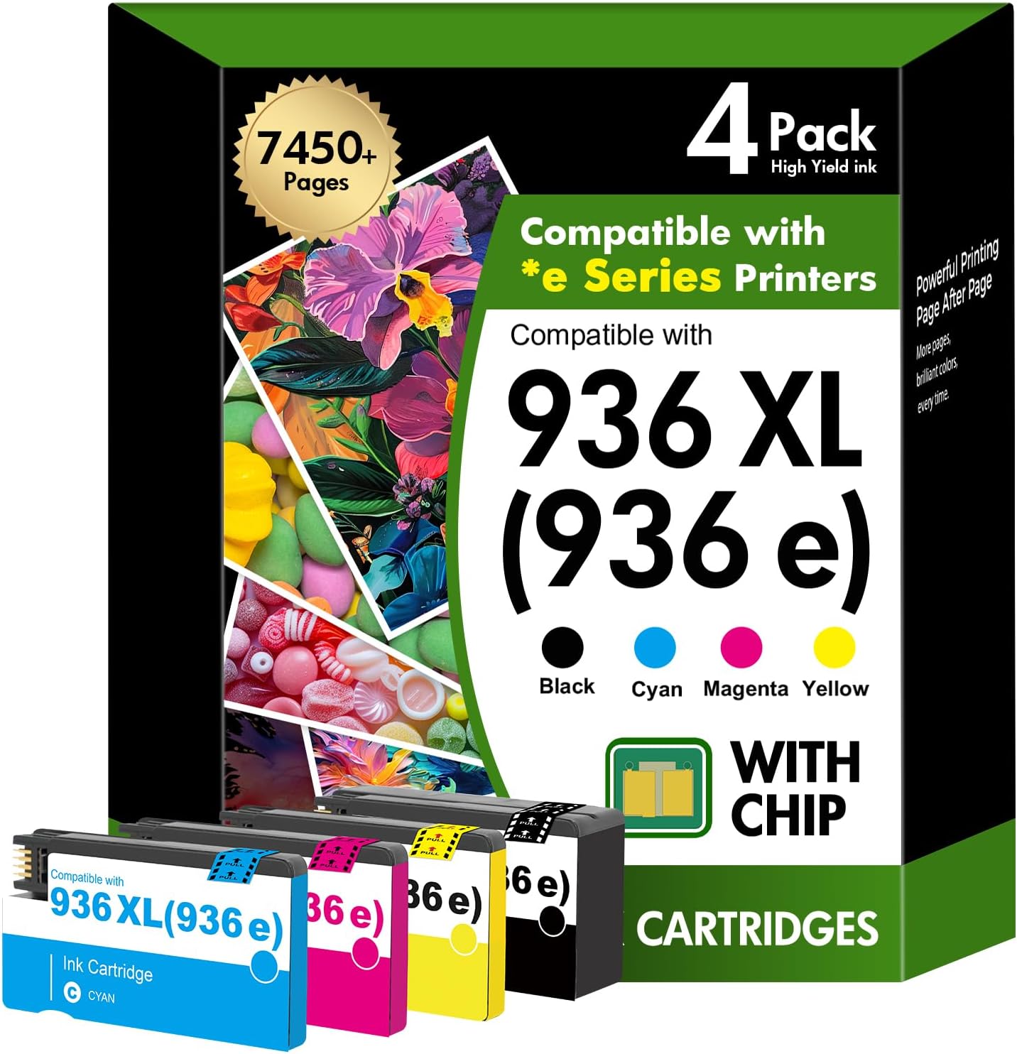 Detalle de Toner Bank 936XL 936 Ink Cartridge Combo Pack, High-Yield 4-Pack