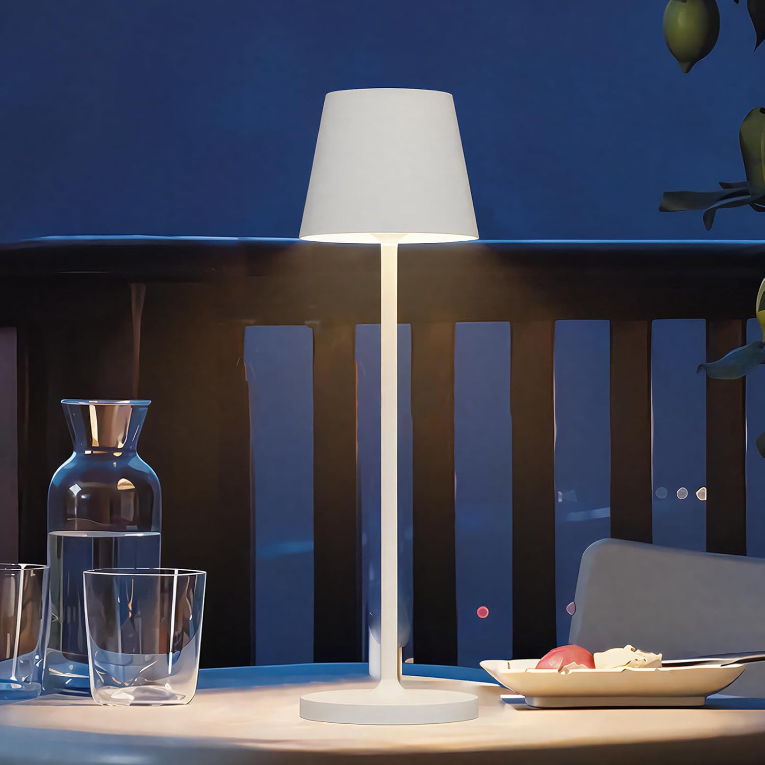 Detalle 2 de Klighten 2 Pezzi Lampada LED dimmerabile da tavolo ricaricabile, 3000K, IP54, in alluminio (H38 cm) bianco