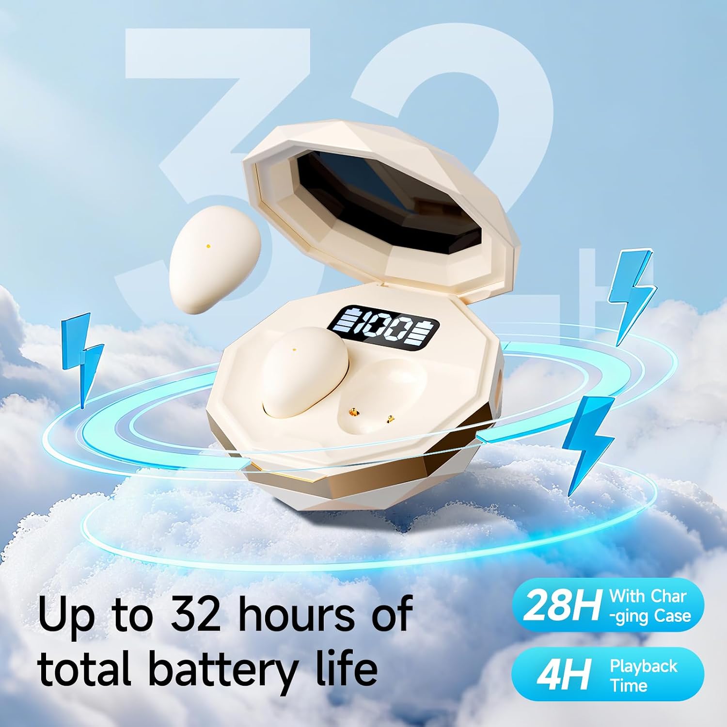 Thumbnail 6 de sunvito S36 Sleep Earbuds, Beige In-Ear Design with LED Battery Display