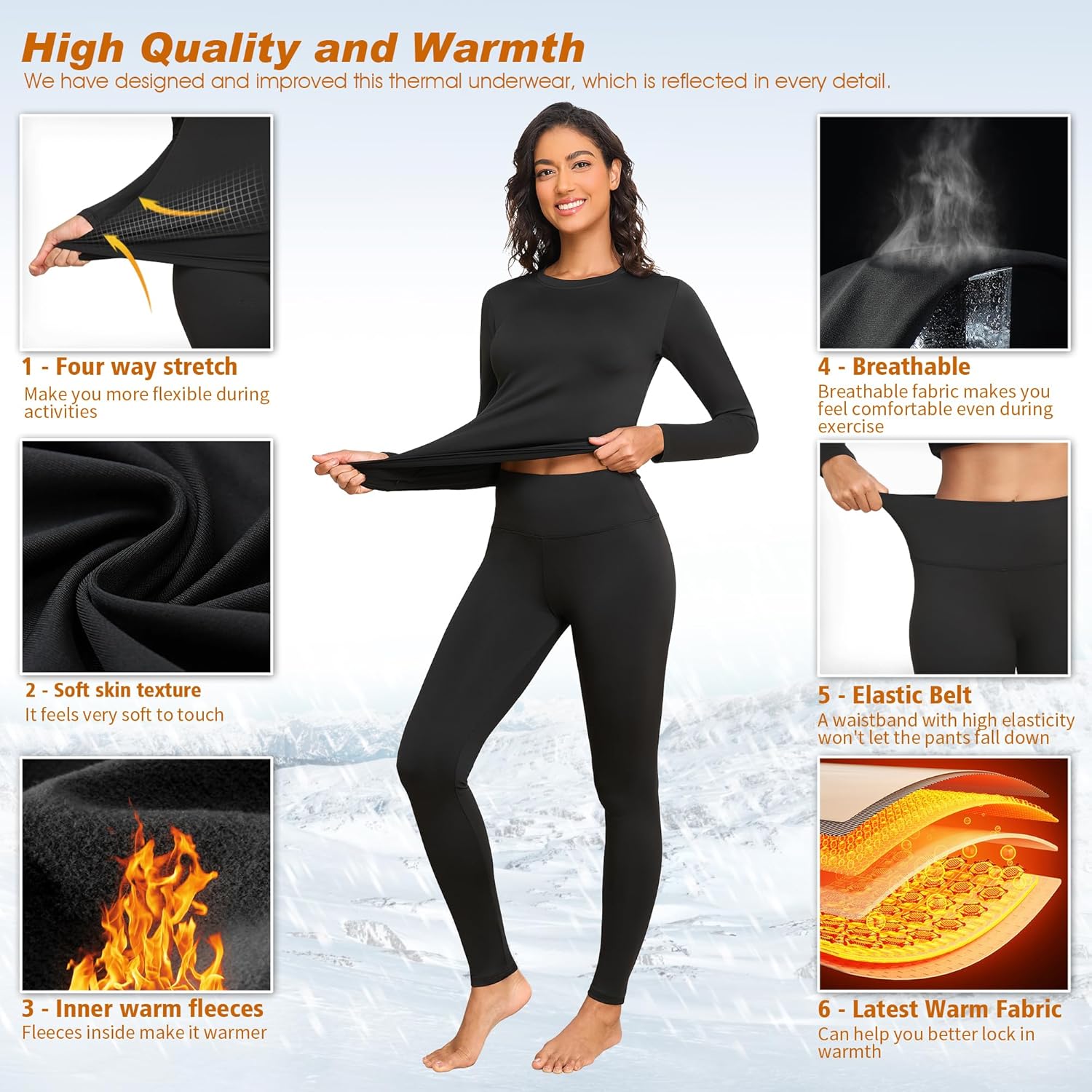 Detalle de Thermounterwäsche Damen Skiunterwäsche Set Extra Warm