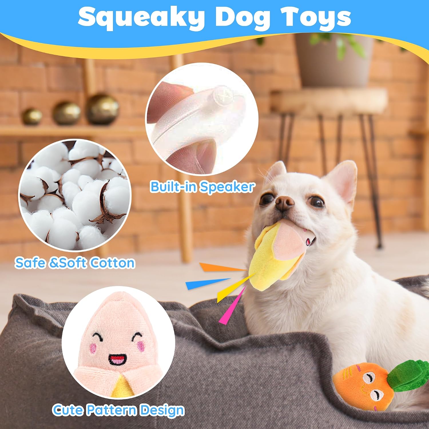 Detalle de Squeaky dog toys 6 pack for puppies