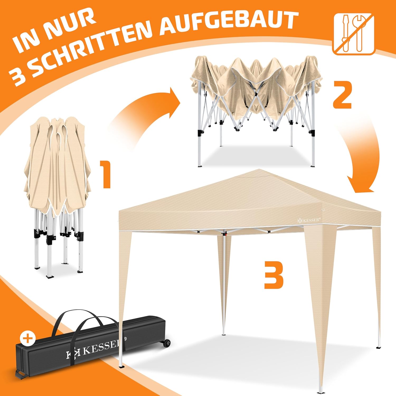 Thumbnail 3 de KESSER Pavillon Faltpavillon 3x3m – stabil, UV-schutz & mobil