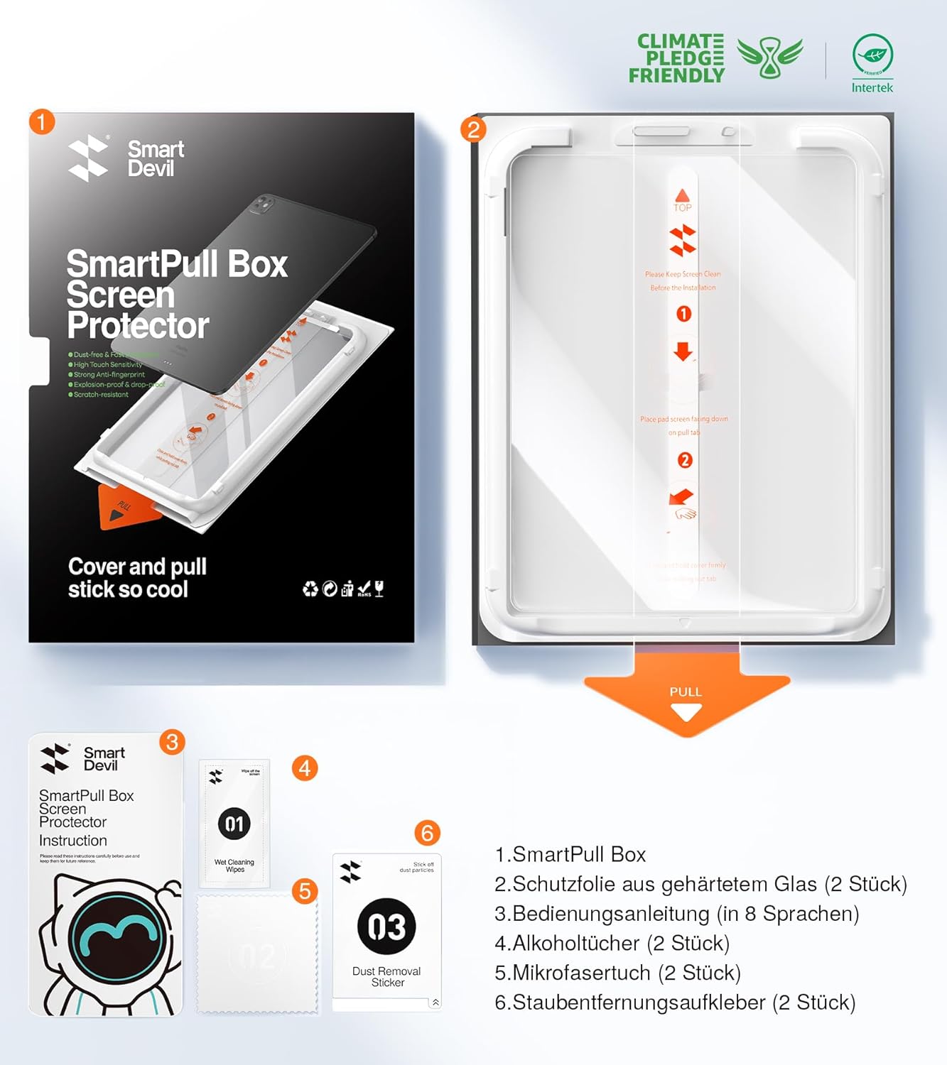 Thumbnail 6 de SMARTDEVIL 2er Schutzfolie aus gehärtetem Glas für iPad Air 5./4. Gen. 10,9" & iPad Pro 11" – Kratzfest, blasenfrei, ultrascharf
