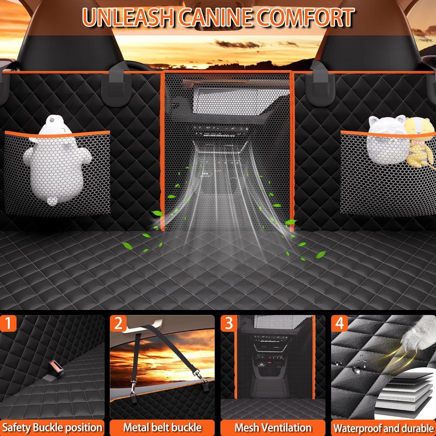 Detalle 2 de Dog Car Seat Cover with Hard Bottom