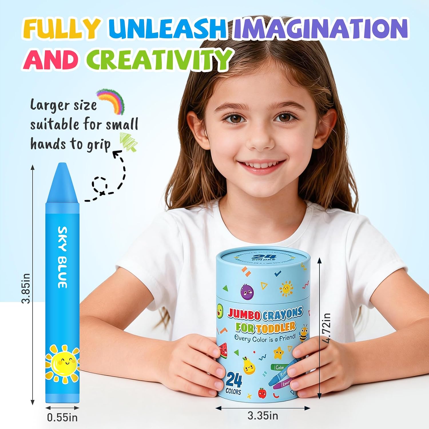 Detalle de FUMILE 24-Count Jumbo Crayons, Washable Multicolor Set for Toddlers