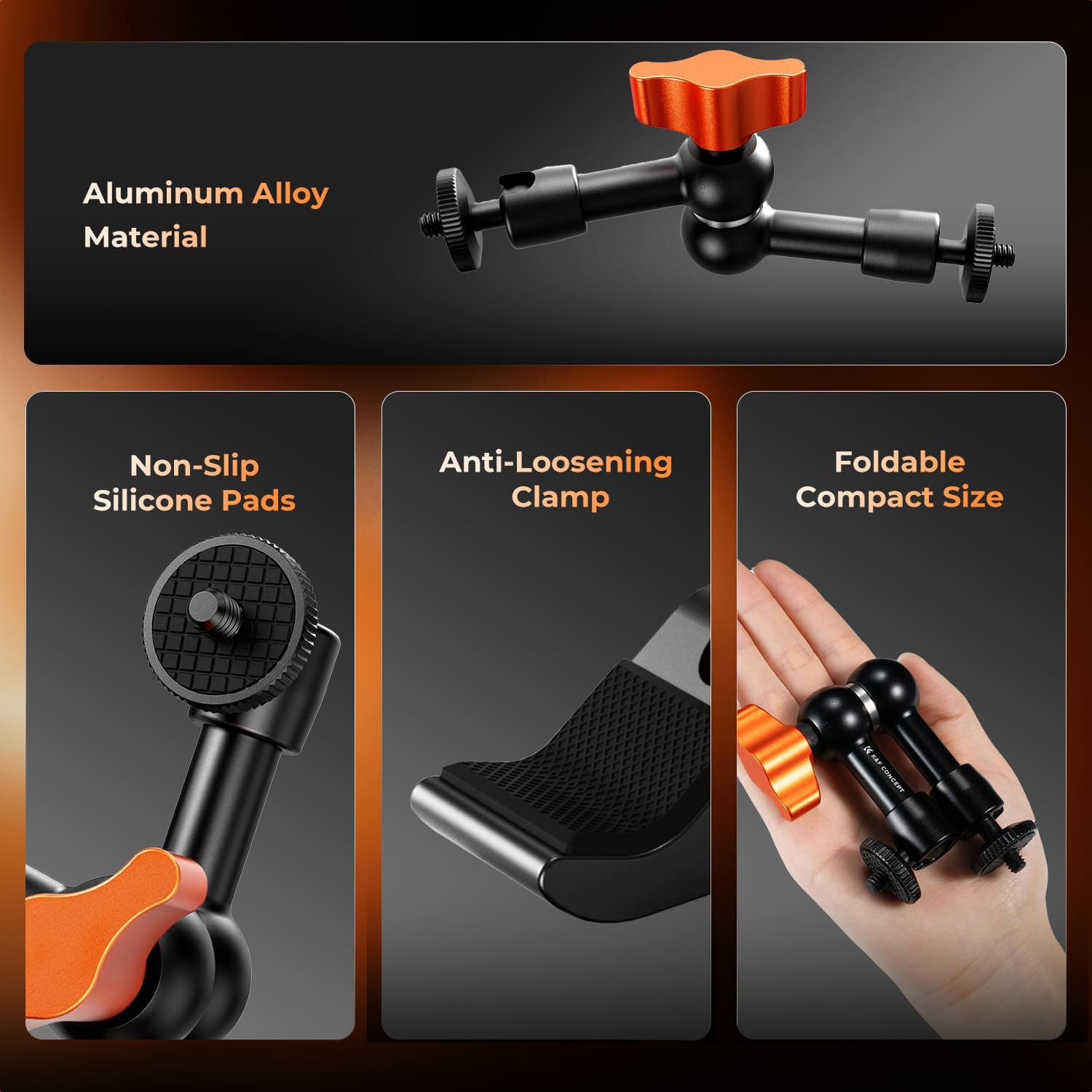 Detalle 2 de K&F CONCEPT 6" Magic Arm Clamp Kit with super clamp and 1/4" & 3/8" screws