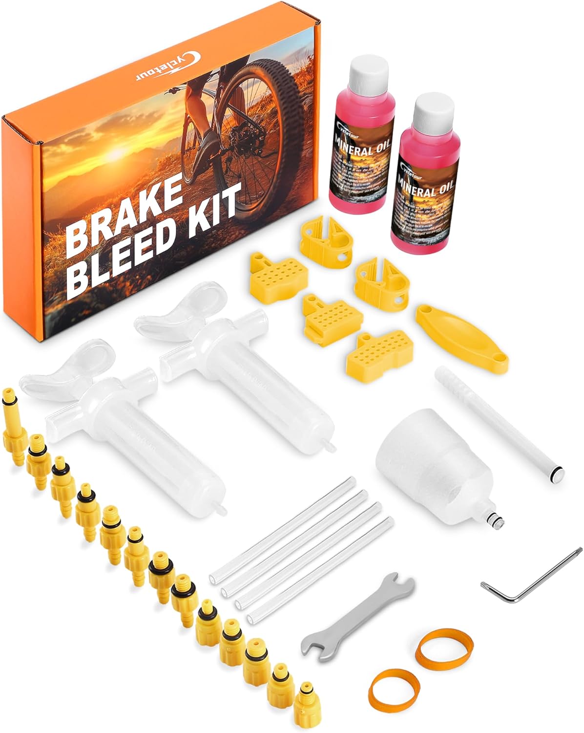 cycletour Kit Spurgo Freni per Shimano, TEKTRO, TRP – kit completo con liquido minerale e accessori