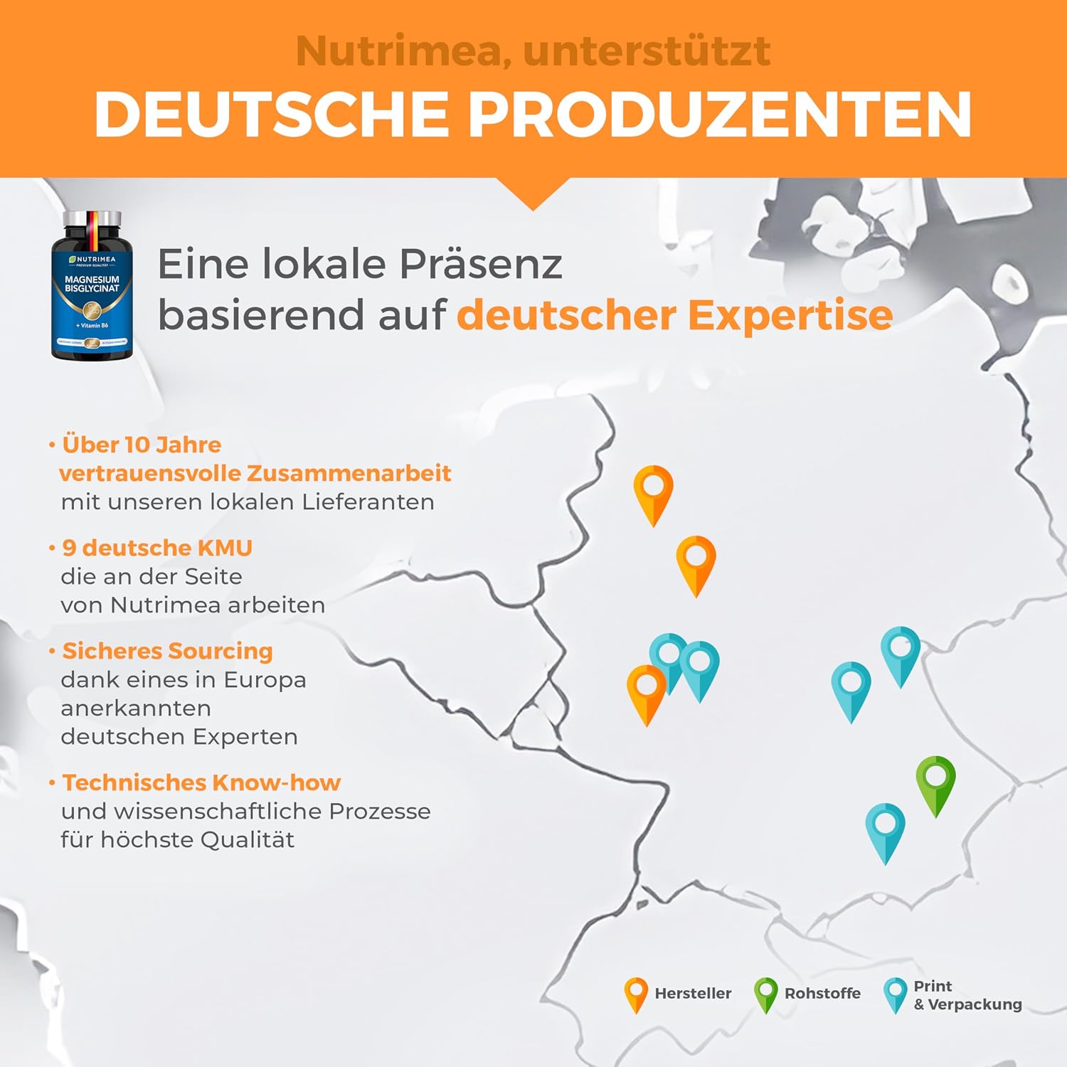 Detalle de Kurkuma Bio Komplex von Nutrimea – 153 mg Curcuminoide (95%), hochdosiert, vegan mit Ingwer, 60 Kapseln
