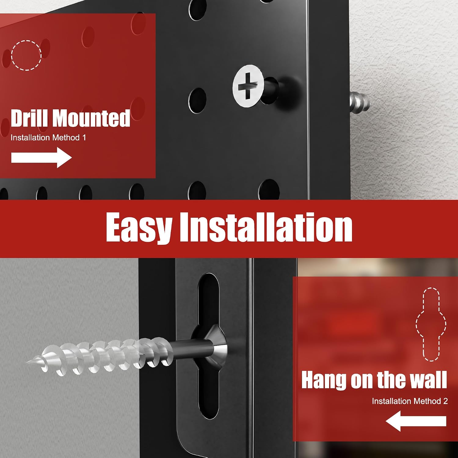 Detalle de 7S garage 16*12 Metal Pegboard Organizer, 4 Panels with 50 Hooks