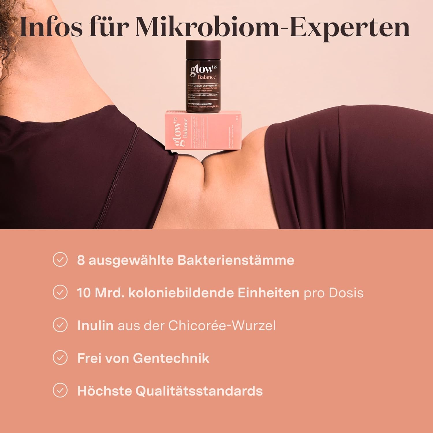 Thumbnail 5 de Glow25® Balance – 30 Portionen pflanzliche Tribiotika-Formel mit Milchsäurebakterien, Kiwifruchtpulver, Inulin, Calcium & Vitamin B2