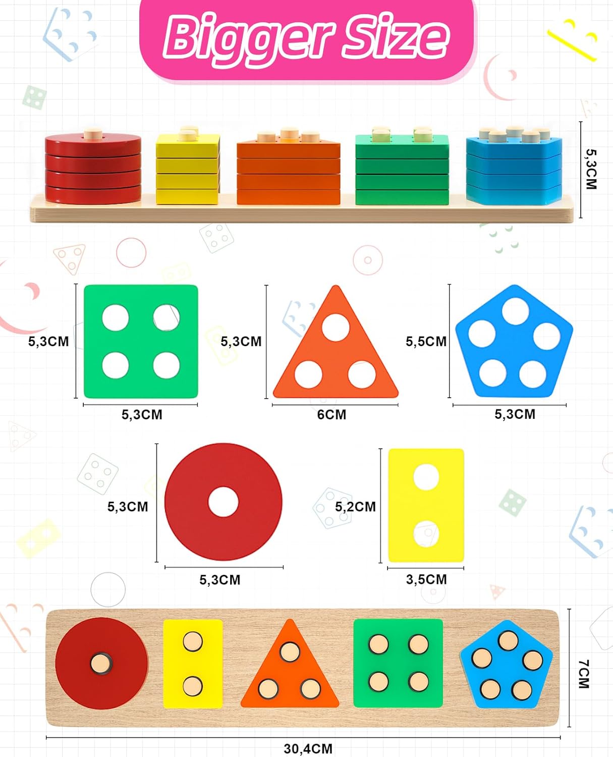 Thumbnail 4 de Uping Holzspielzeug Sortierspielzeug ab 1 Jahr – Motorik- und Lernspiel für Formen & Farben