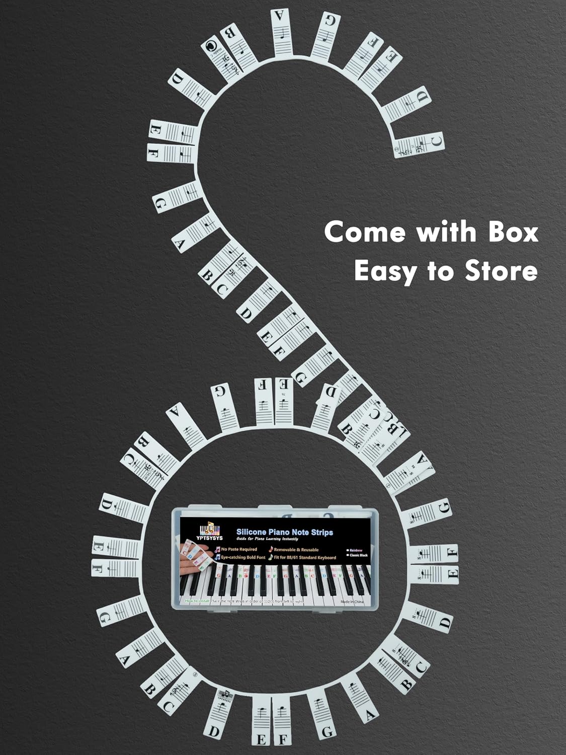 Detalle 2 de YPTSYSYS Piano Key Labels, Silicone