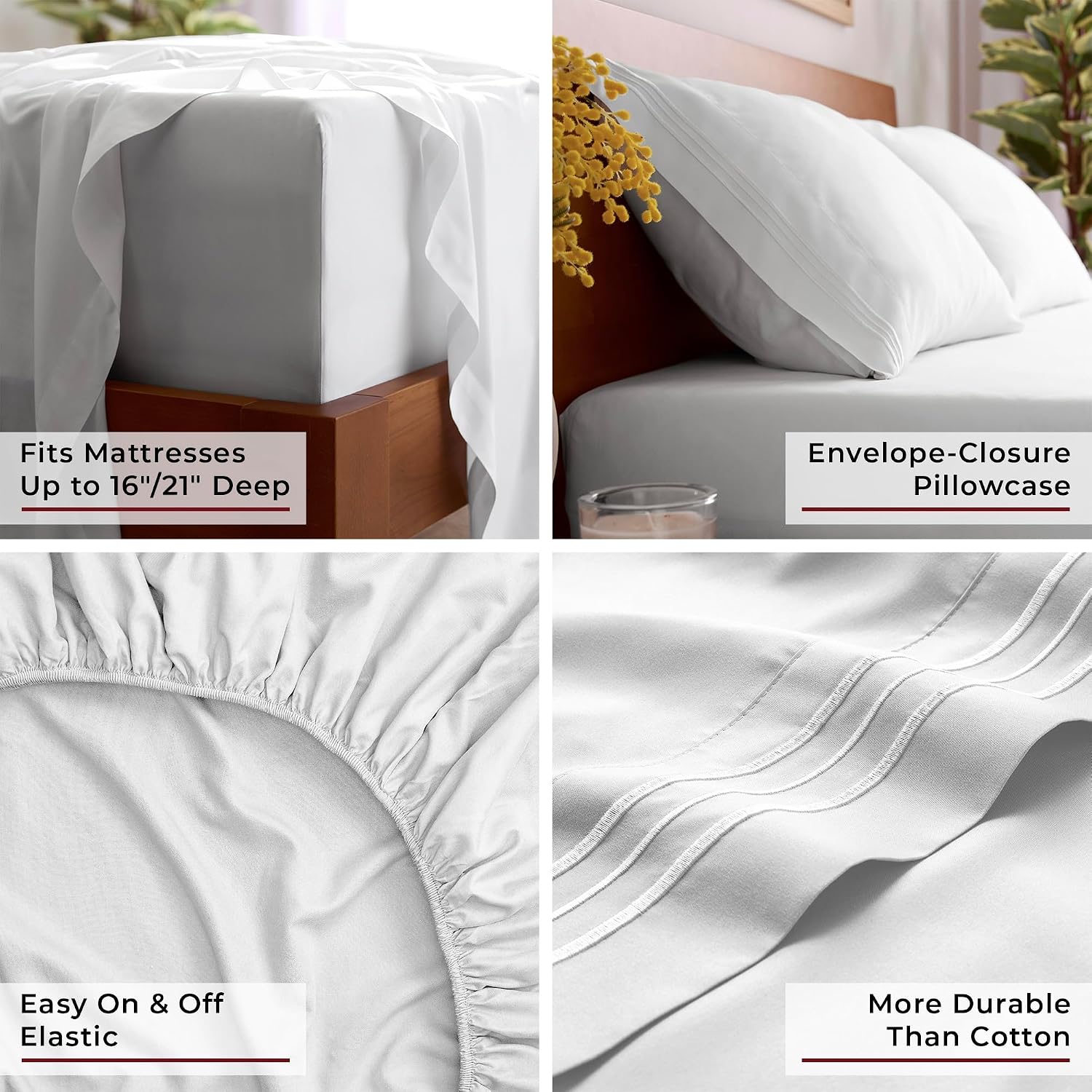 Thumbnail 4 de Mellanni King Sheets Set 4‑PC, Extra Soft