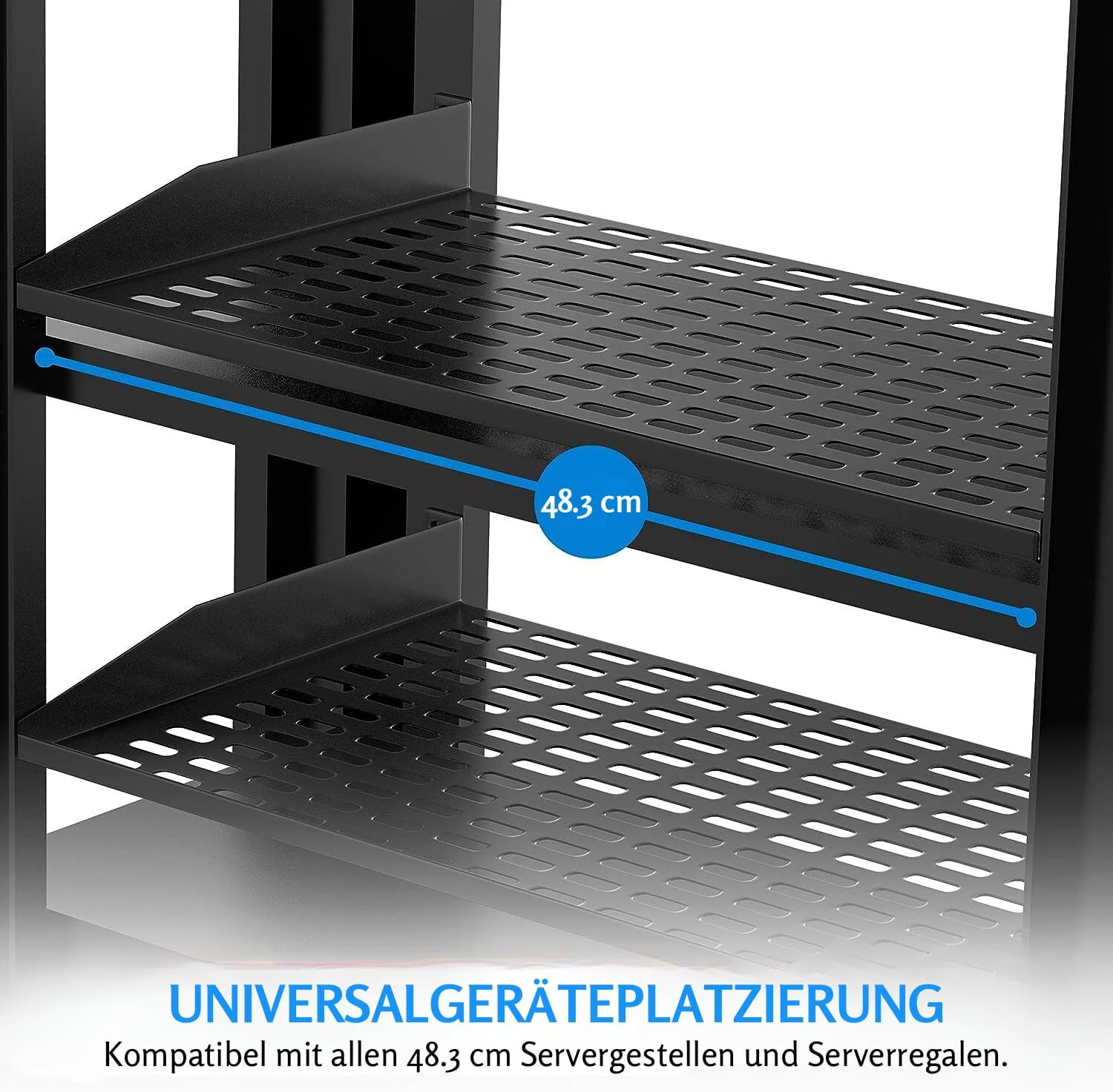 Thumbnail 1 de Pyle Fachboden 2er-Set 19 Zoll 1U Rack Shelf – belüfteter Stahlrackboden mit 50 kg Tragkraft