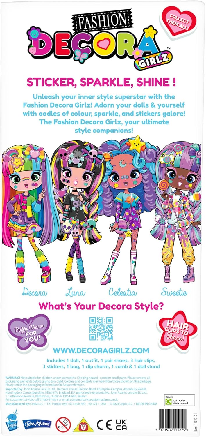Thumbnail 6 de Decora Girlz Sticker 'n' Style Luna – 27,9 cm große Modepuppe mit über 75 Accessoires