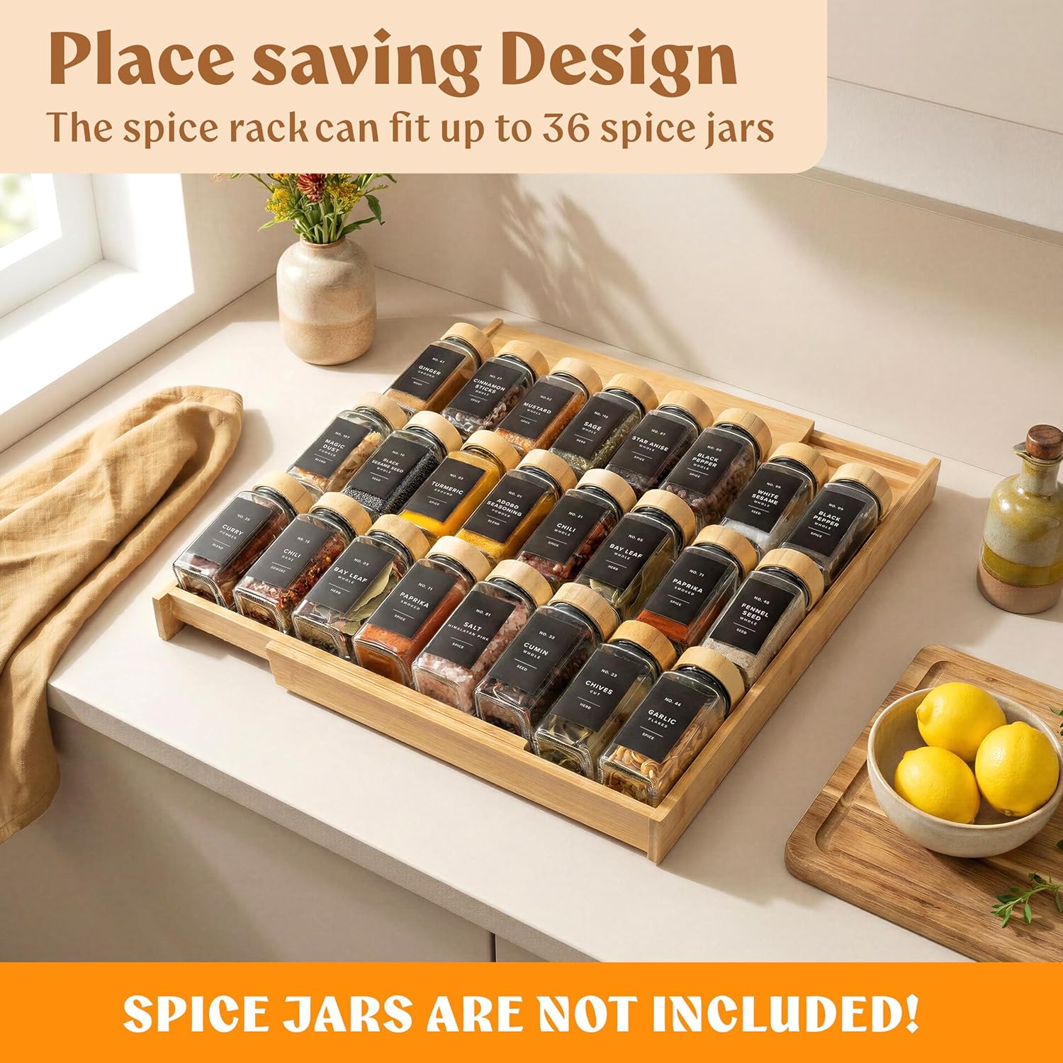 Detalle 1 de EDELHAUS Bamboo Spice Drawer Organizer 12–24 in 🧂