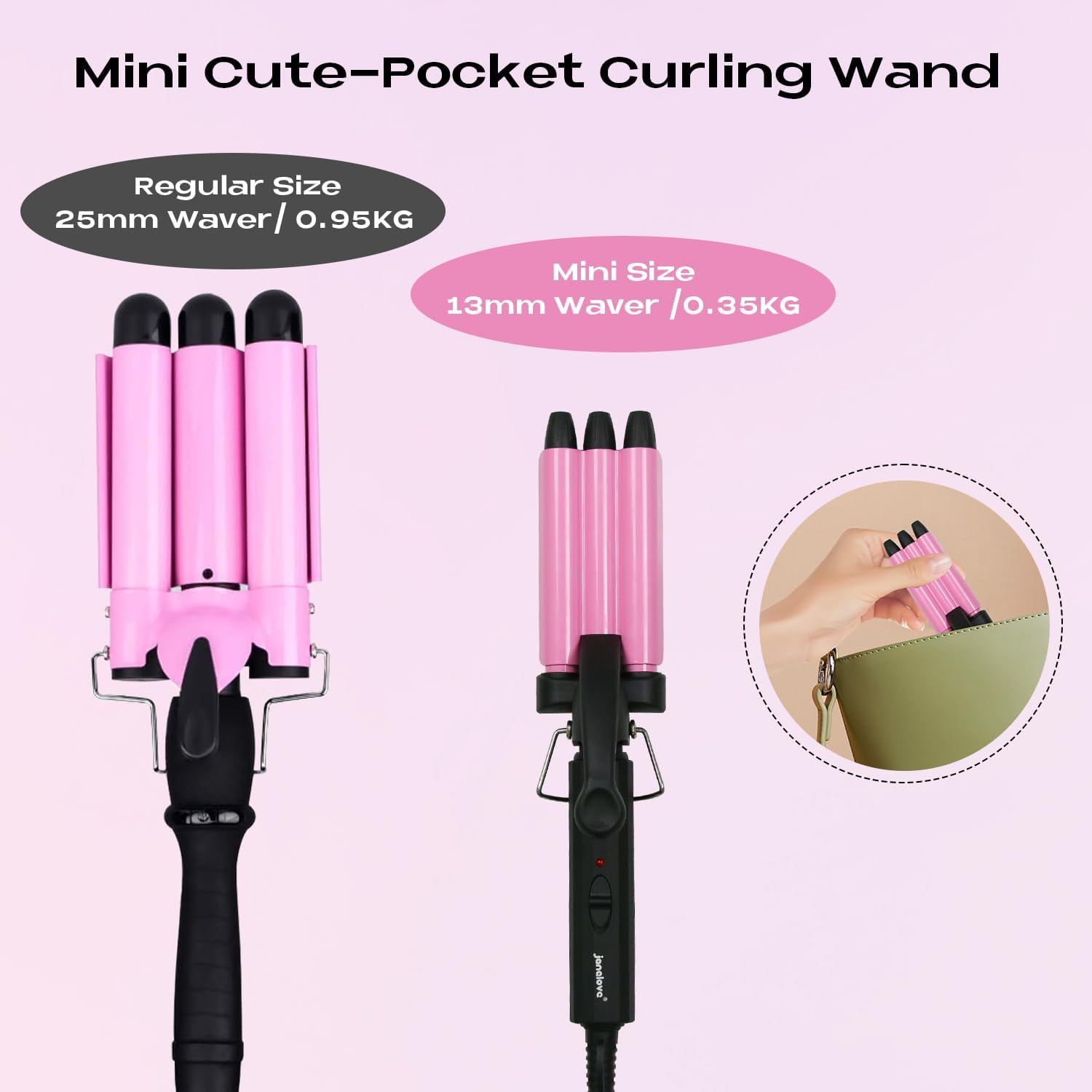Thumbnail 1 de janelove 3 Barrels Mini Hair Waver 13mm Pink