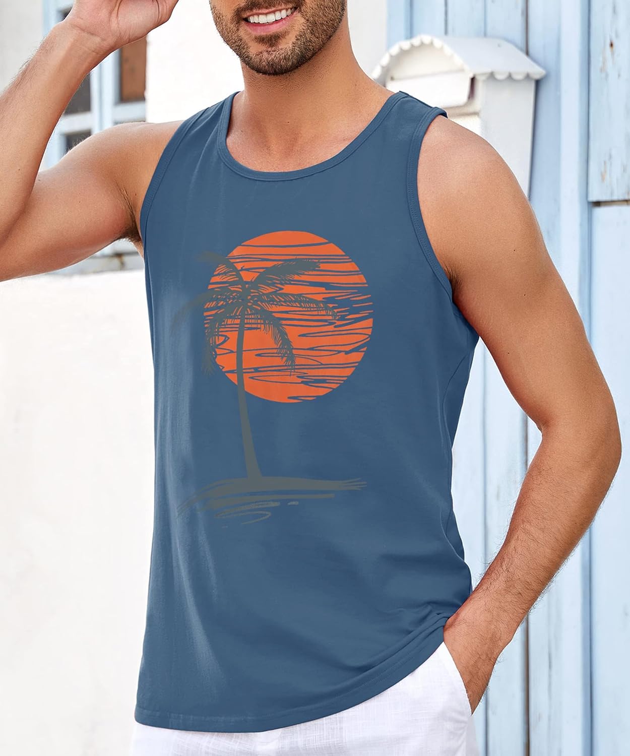 Thumbnail 1 de Runcati Printed Tank Top Herren – Ärmelloses Fitness-Top mit Vintage-Print