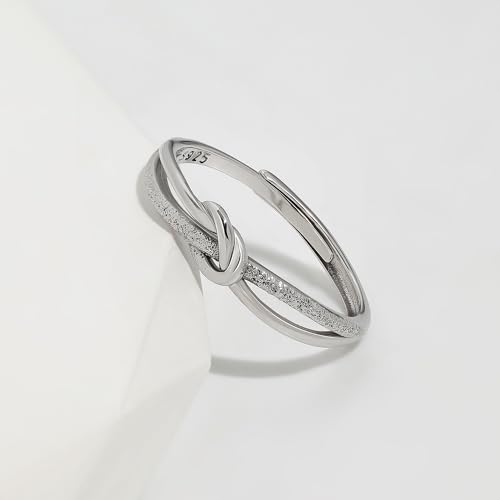 Detalle de Meissa Knotenringe für Damen – Silberner Mutter-Tochter Ring aus 925er Sterling Silber