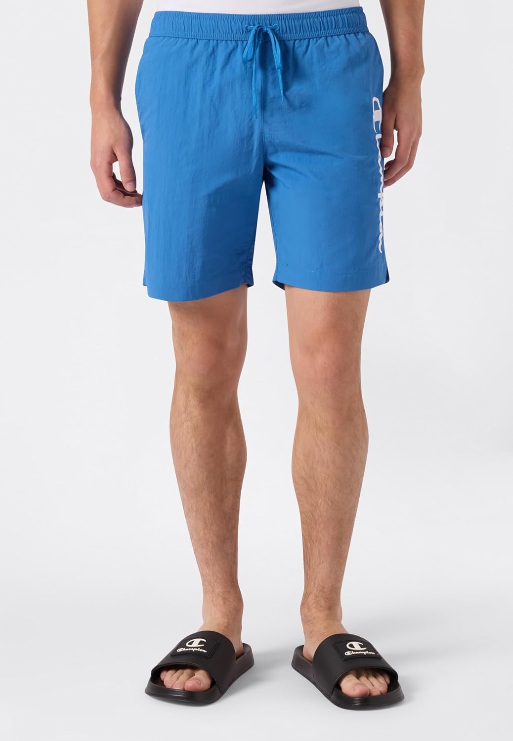 Detalle de Champion Beachshorts Costume a Pantaloncino da Uomo – logo Champion, lunghezza media e tasche laterali