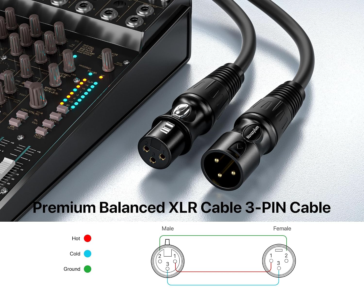 Thumbnail 4 de Novazylum 014295682285 XLR Microphone Cables, 3 ft, 4-Pack, 3-Pin