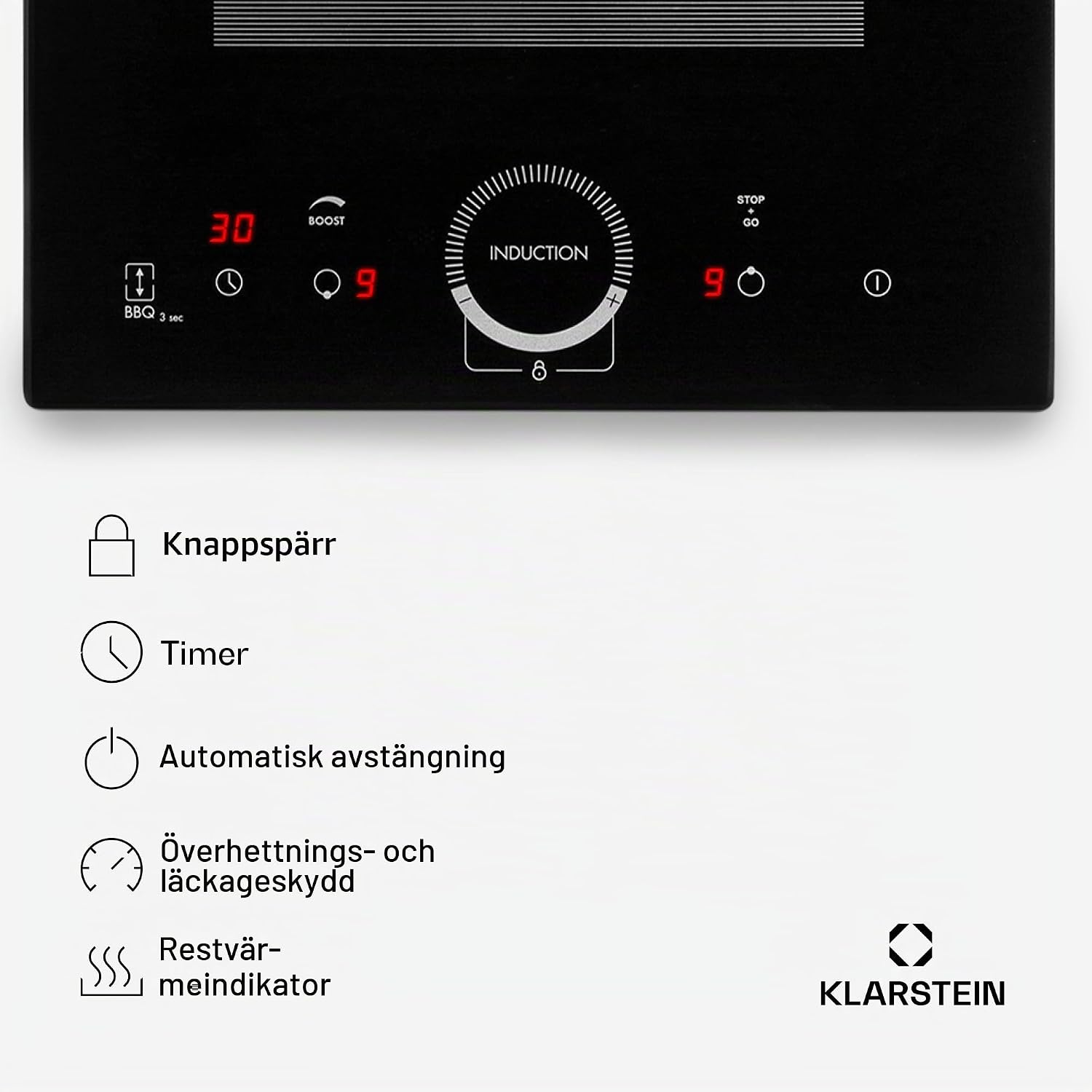 Detalle 2 de Klarstein Delicatessa Slim Domino induktionshäll med flexzon och timer