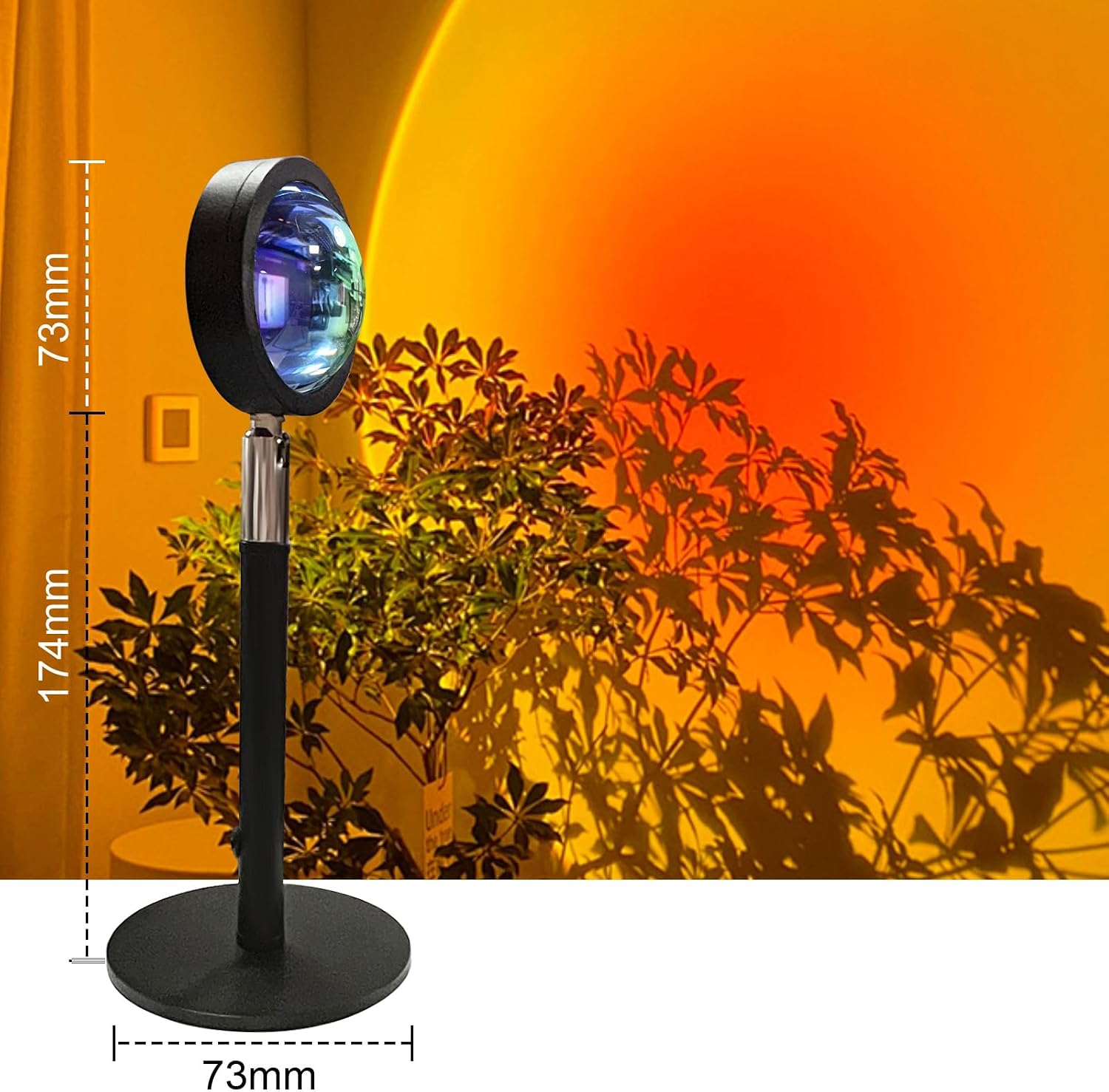 Detalle de GY Sunset Lamp: 4 Farben Sunset Lamp mit USB, 180° Schwenklicht für Fotos, Selfies und Wohnraumdekoration