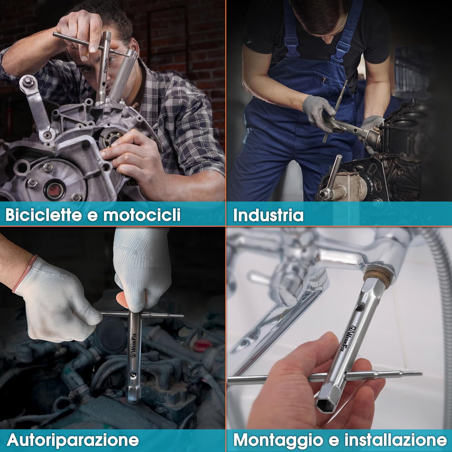 Thumbnail 4 de S&R WERKFIX Set 7 chiavi a tubo esagonali con barra di montaggio 6/7–18/19 mm