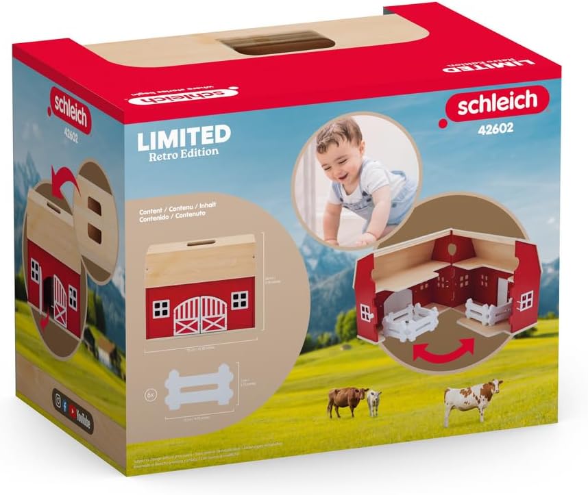 Thumbnail 6 de Schleich FARM WORLD Großer Bauernhof aus Holz 42602 – klappbares Set mit Haus, 6 Zäunen & Zubehör (7-teilig)