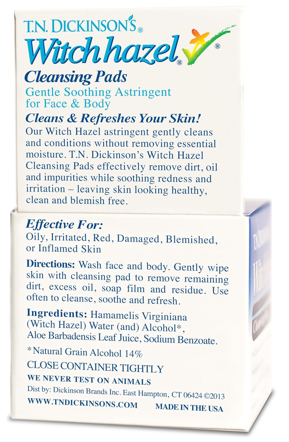 Thumbnail 1 de T.N. Dickinson's 871160 Witch Hazel Cleansing Pads with Aloe, 60 Count