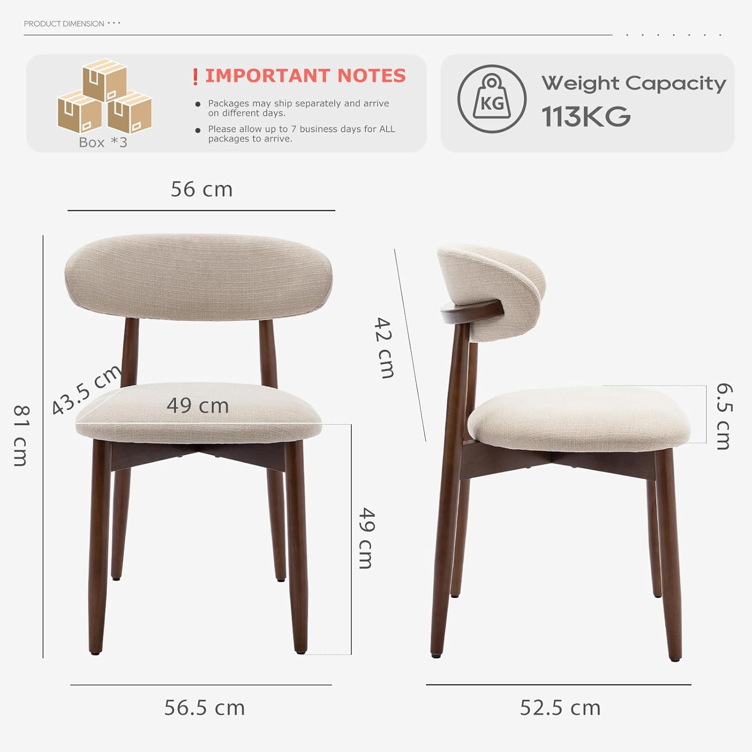 Detalle de COLAMY Modern Dining Chairs Set 125 kg