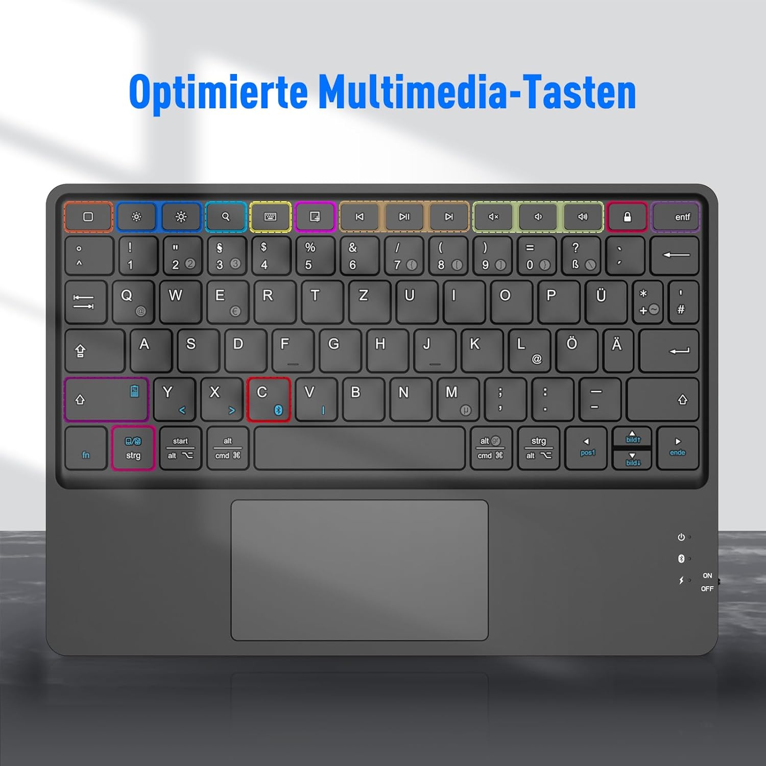 Thumbnail 6 de FINTIE Kabellose Bluetooth-Tastatur mit Touchpad (DE-Layout) für iPad, Samsung-Tablets & Smartphones – schwarz