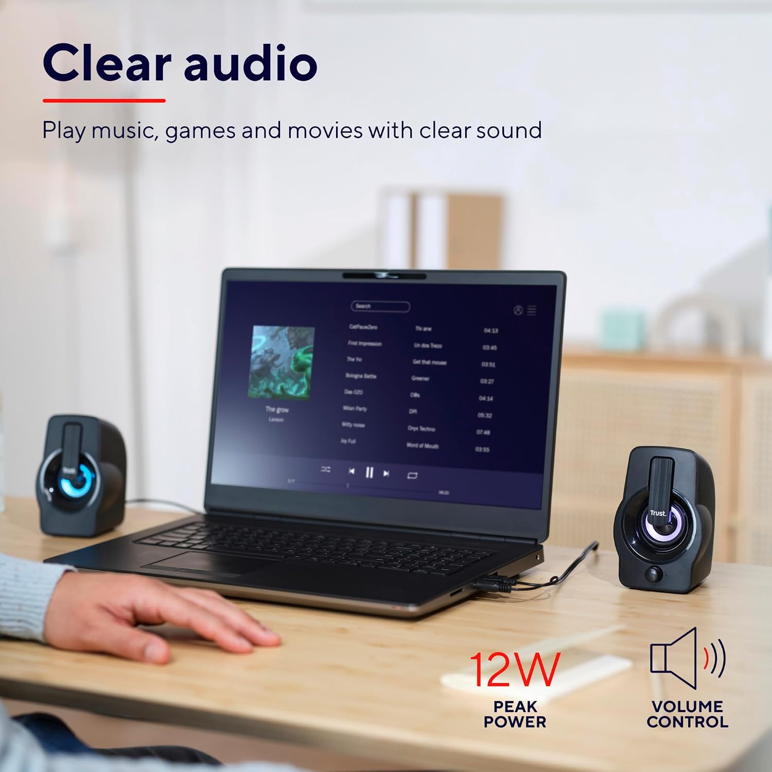 Detalle de Trust Gemi RGB Enceinte PC 2.0 – 12 W maxi, USB et RGB, Noir