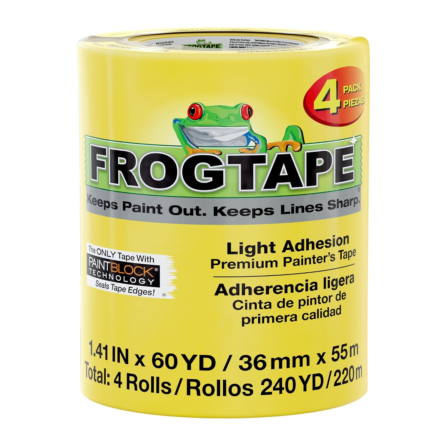 Detalle de FrogTape Delicate Surface Masking Tape (36mm x 55m) – Pack of 4 for sharp lines
