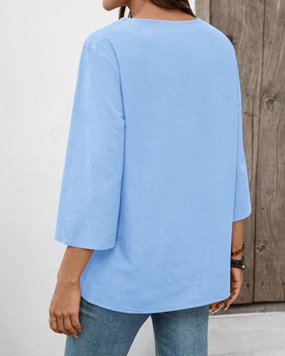 Detalle de Rapbin Womens Tops 3/4 Sleeve Spring Summer Cotton Linen Blouse