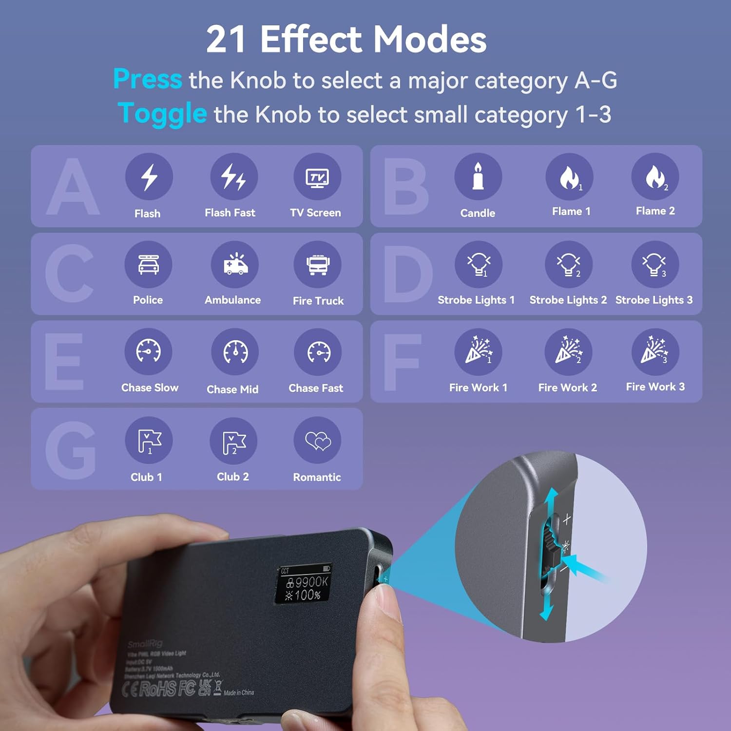 Thumbnail 4 de SMALLRIG P96L RGB 2500-9000K camera light