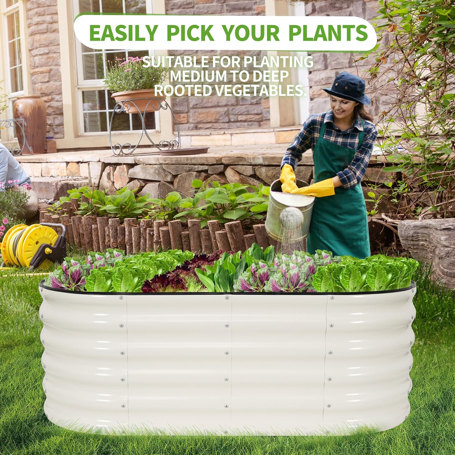 Thumbnail 6 de Permade Galvanized Raised Garden Bed, White, 4x2x1.4 ft